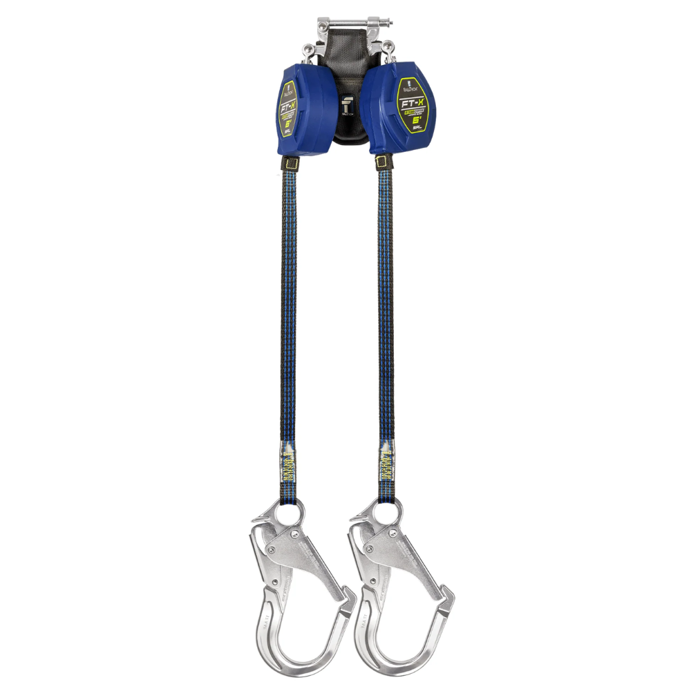 Falltech 6' FT-X EdgeCore Class 2 Leading Edge Personal SRL-P, Twin-leg with Steel Swivel Mini Rebar Hooks